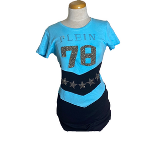 🌹 Philipp Plein 🌹 Vibrant Colourblock Rhinestone Studded T-shirt Dress